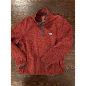 LL Bean Pullover Sweater Jacket Size Mens XL Red Quarter Snap Outdoors